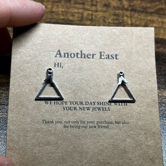 Silver Small Triangle copper Earrings - Picture 6 of 11